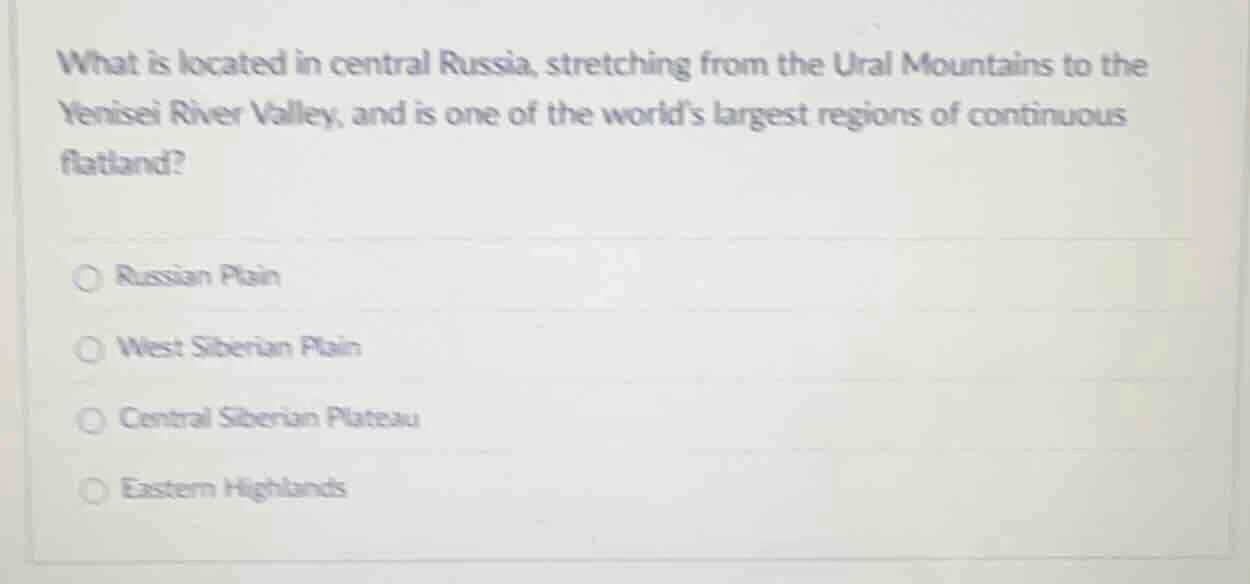 what is located in central russia, stretching from the ural mountains t…