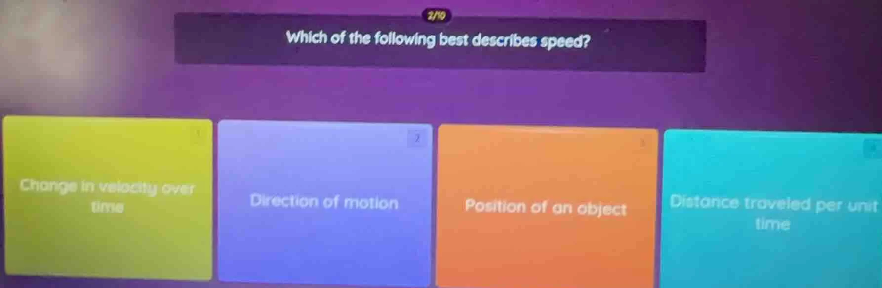 which of the following best describes speed? change in velocity over ti…