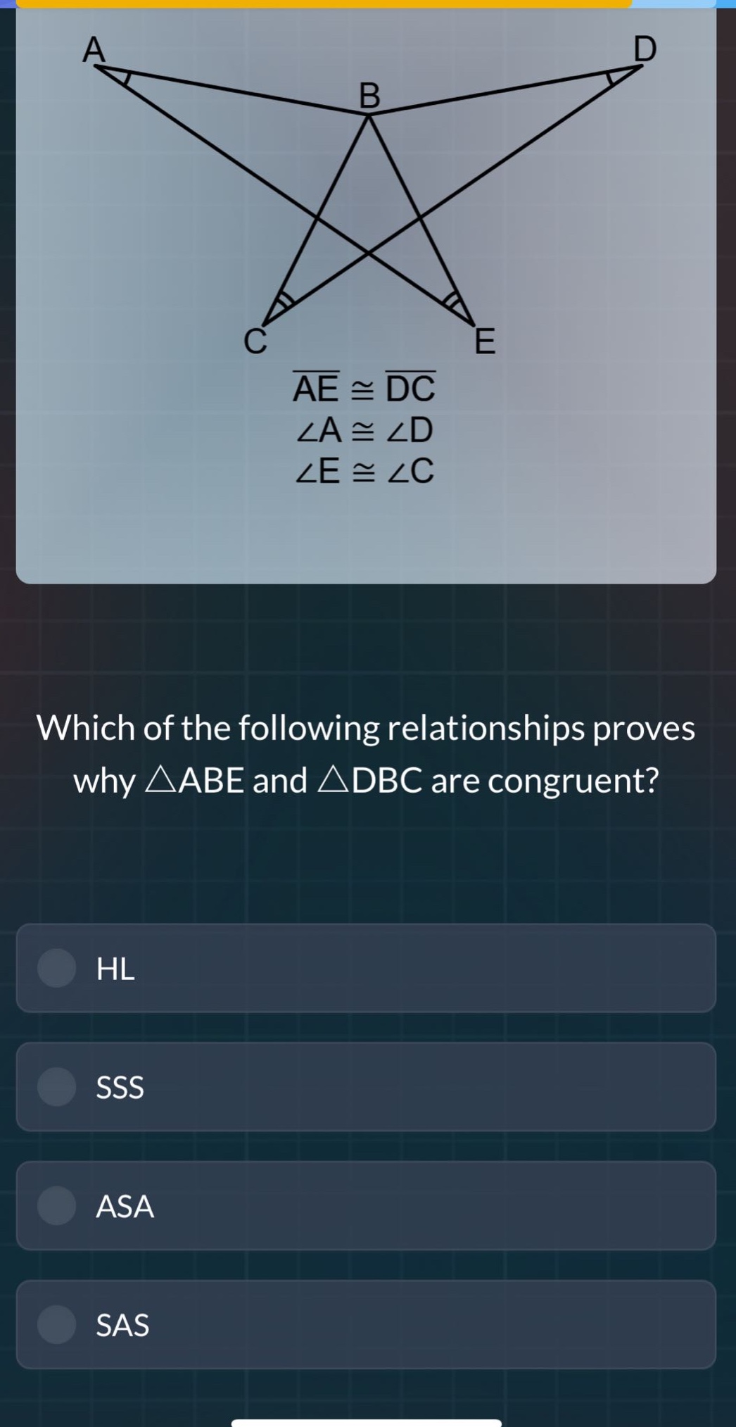which of the following relationships proves why $\\triangle abe$ and $\…