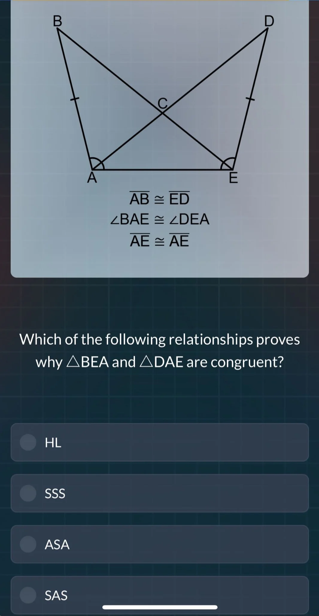 which of the following relationships proves why $\\triangle bea$ and $\…