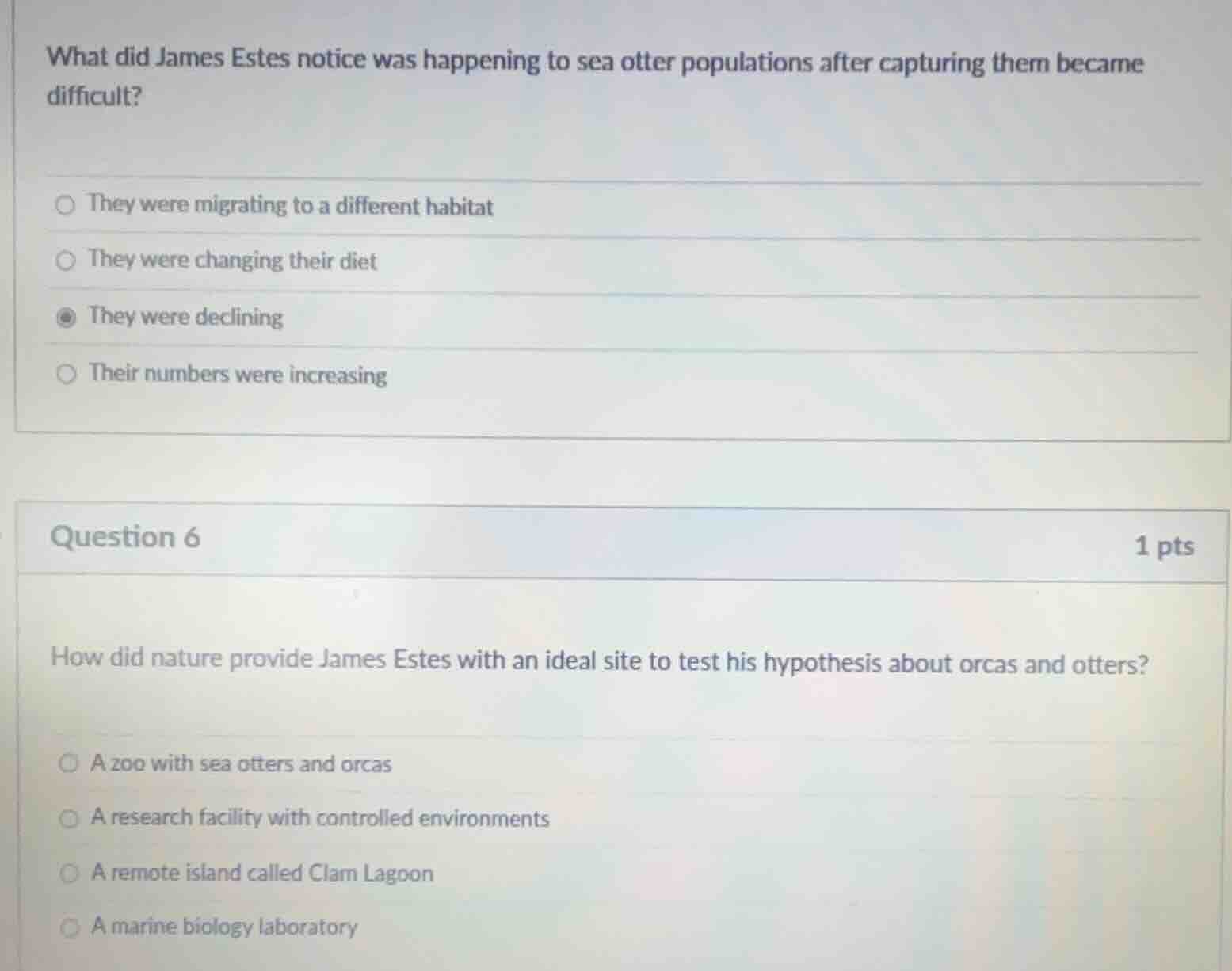 what did james estes notice was happening to sea otter populations afte…