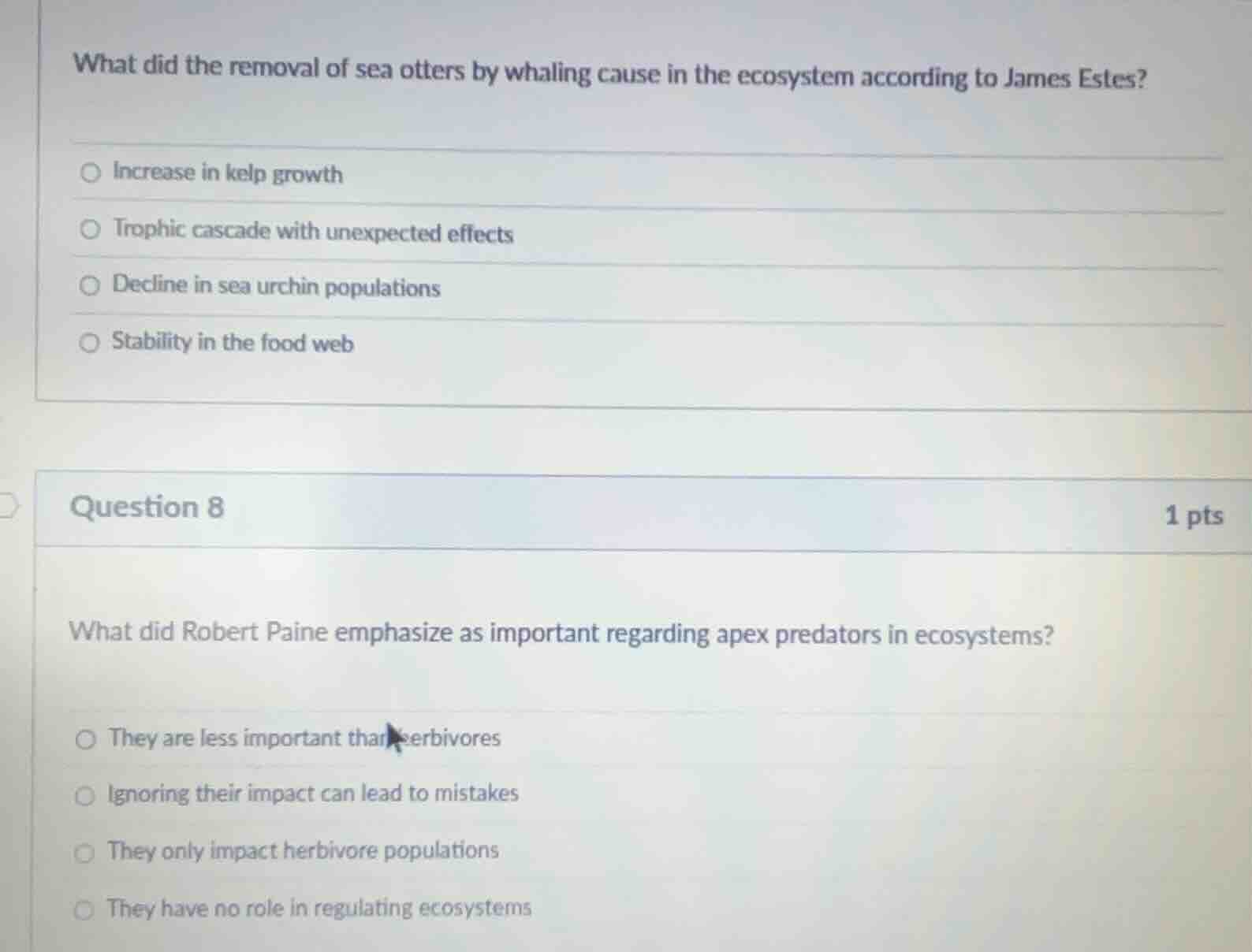 what did the removal of sea otters by whaling cause in the ecosystem ac…