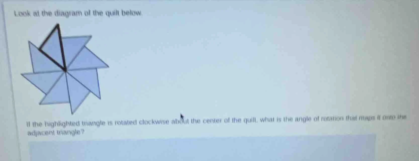 look at the diagram of the quilt below. if the highlighted triangle is …