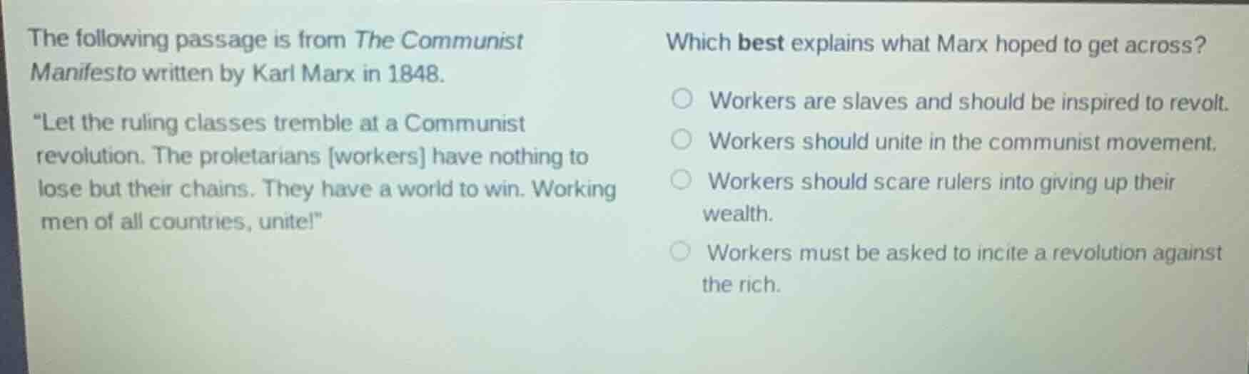 the following passage is from the communist manifesto written by karl m…