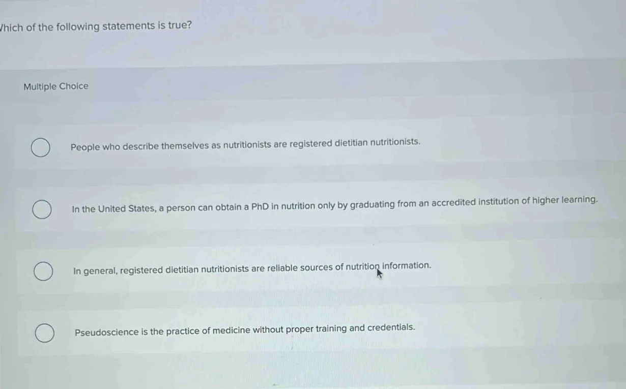 which of the following statements is true? multiple choice people who d…