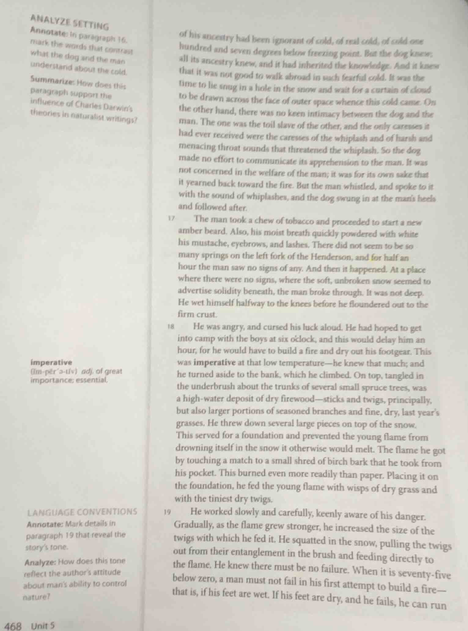 analyze setting annotate: in paragraph 16, mark the words that contrast…