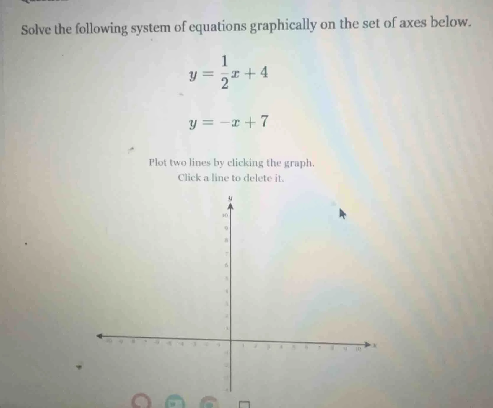 solve the following system of equations graphically on the set of axes …