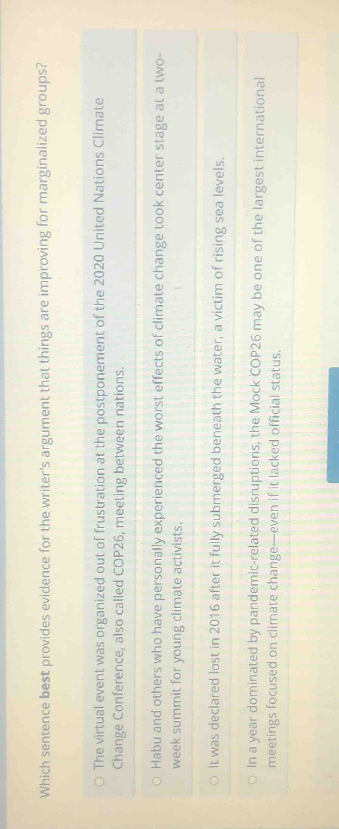 which sentence best provides evidence for the writers argument that thi…