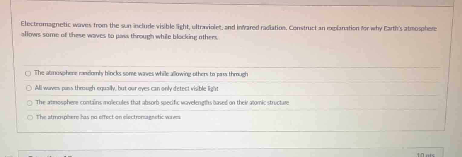 electromagnetic waves from the sun include visible light, ultraviolet, …