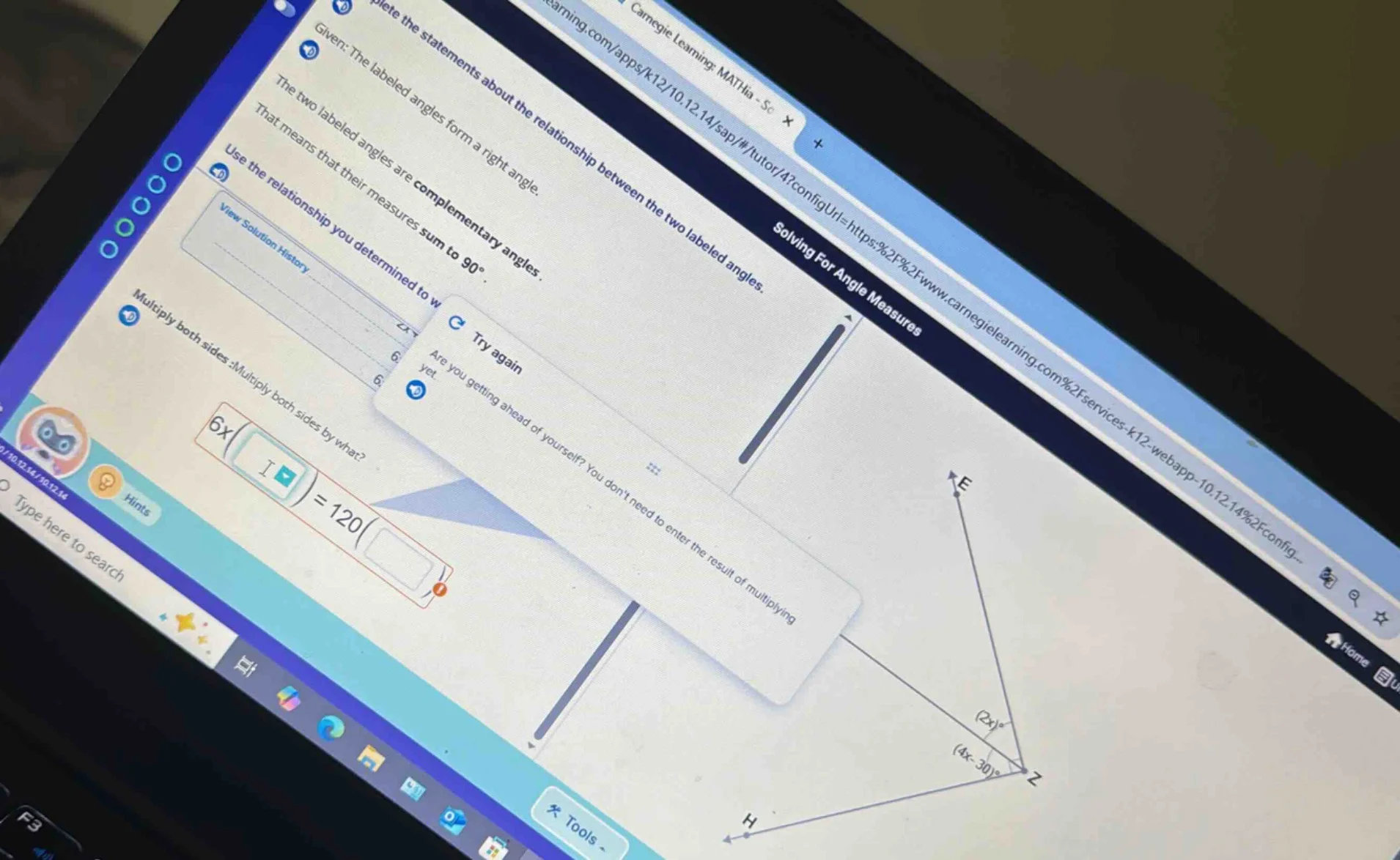plete the statements about the relationship between the two labeled ang…