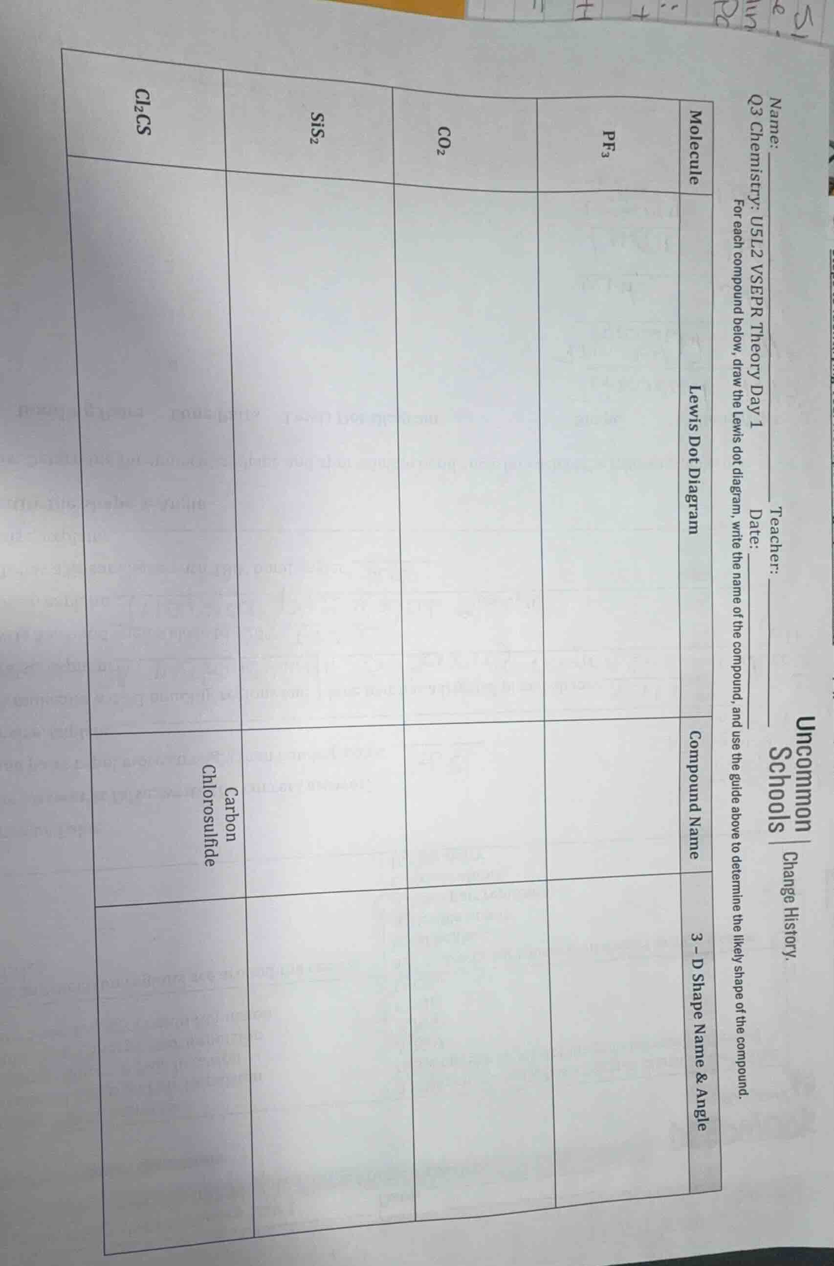 name: teacher: date: q3 chemistry: u5l2 vsepr theory day 1 for each com…