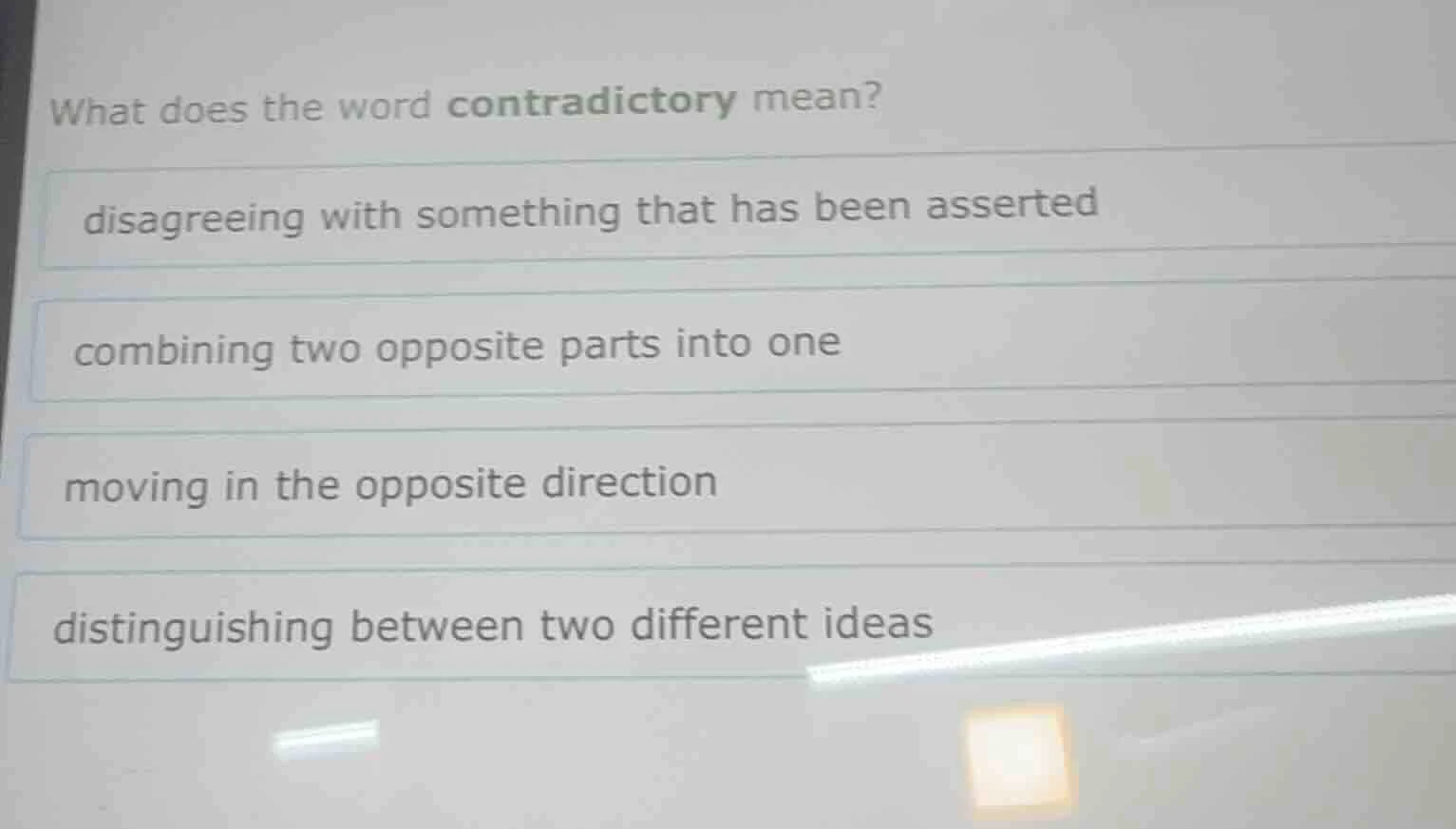 what does the word contradictory mean? disagreeing with something that …