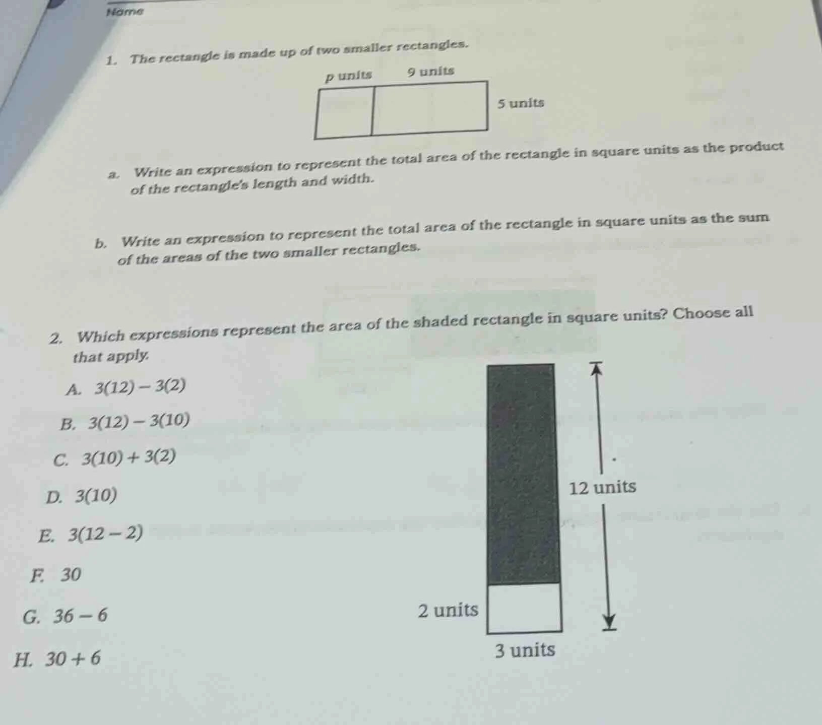 name 1. the rectangle is made up of two smaller rectangles. image of a …