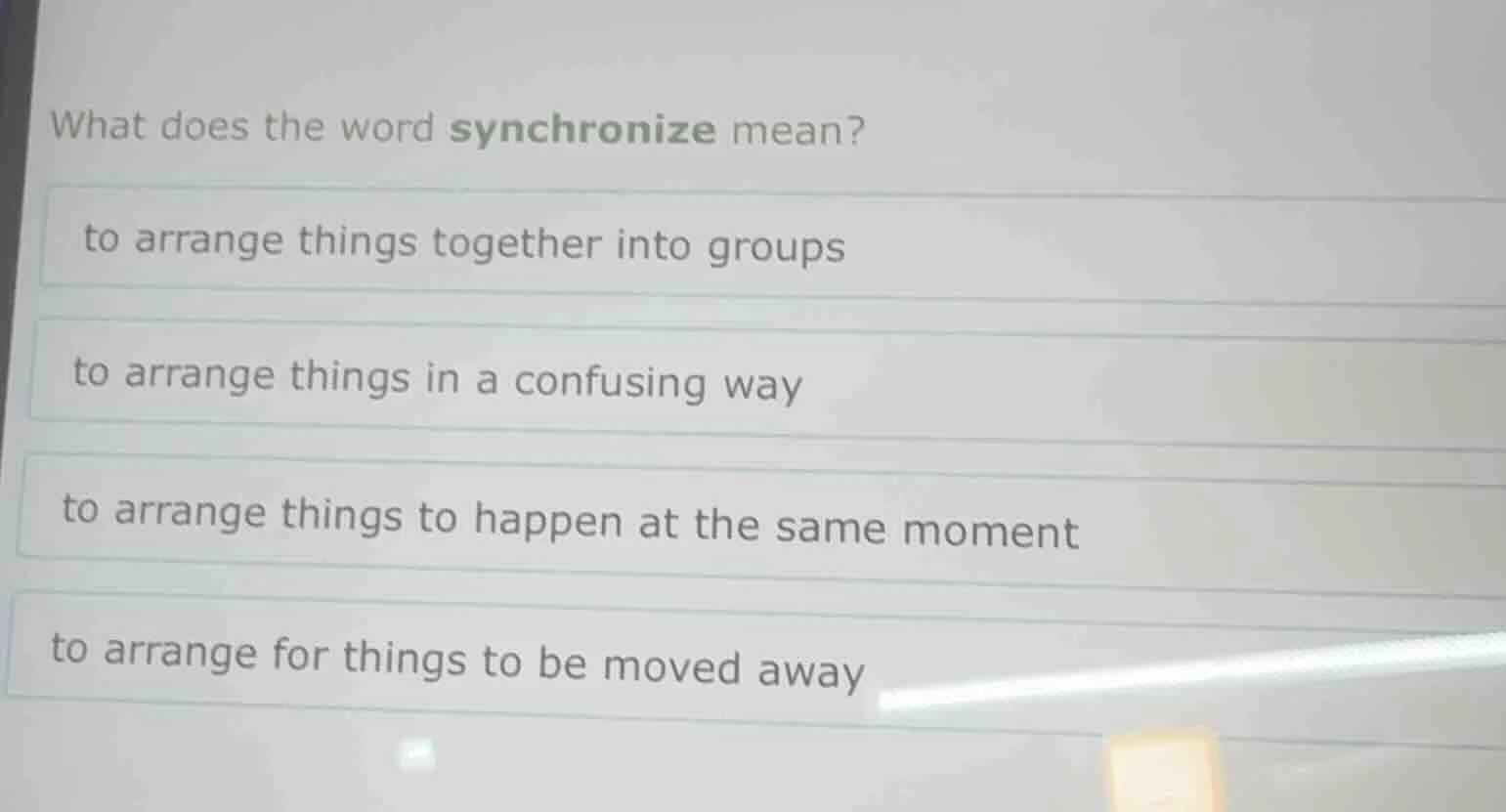 what does the word synchronize mean? to arrange things together into gr…