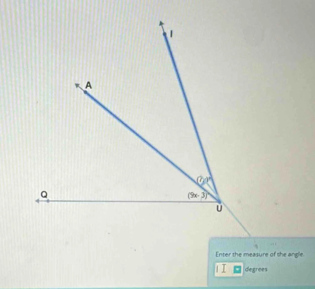 enter the measure of the angle. degrees