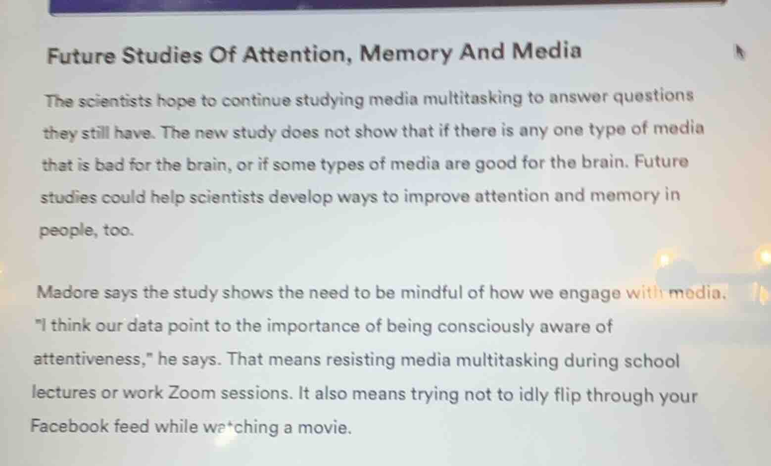 future studies of attention, memory and media the scientists hope to co…