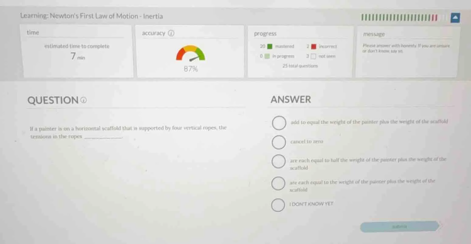 learning: newtons first law of motion - inertia question if a painter i…