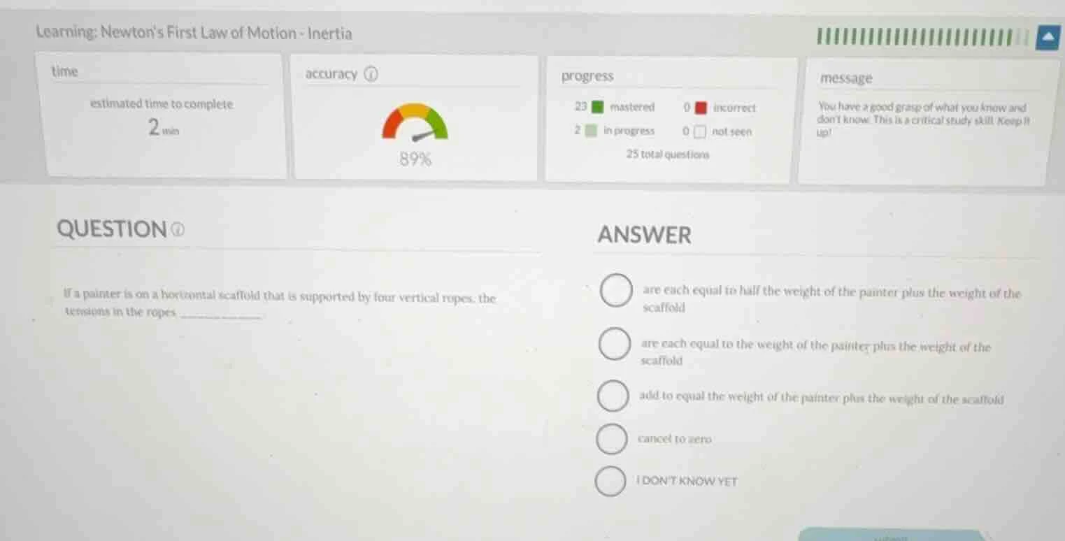 learning: newtons first law of motion - inertia question if a painter i…