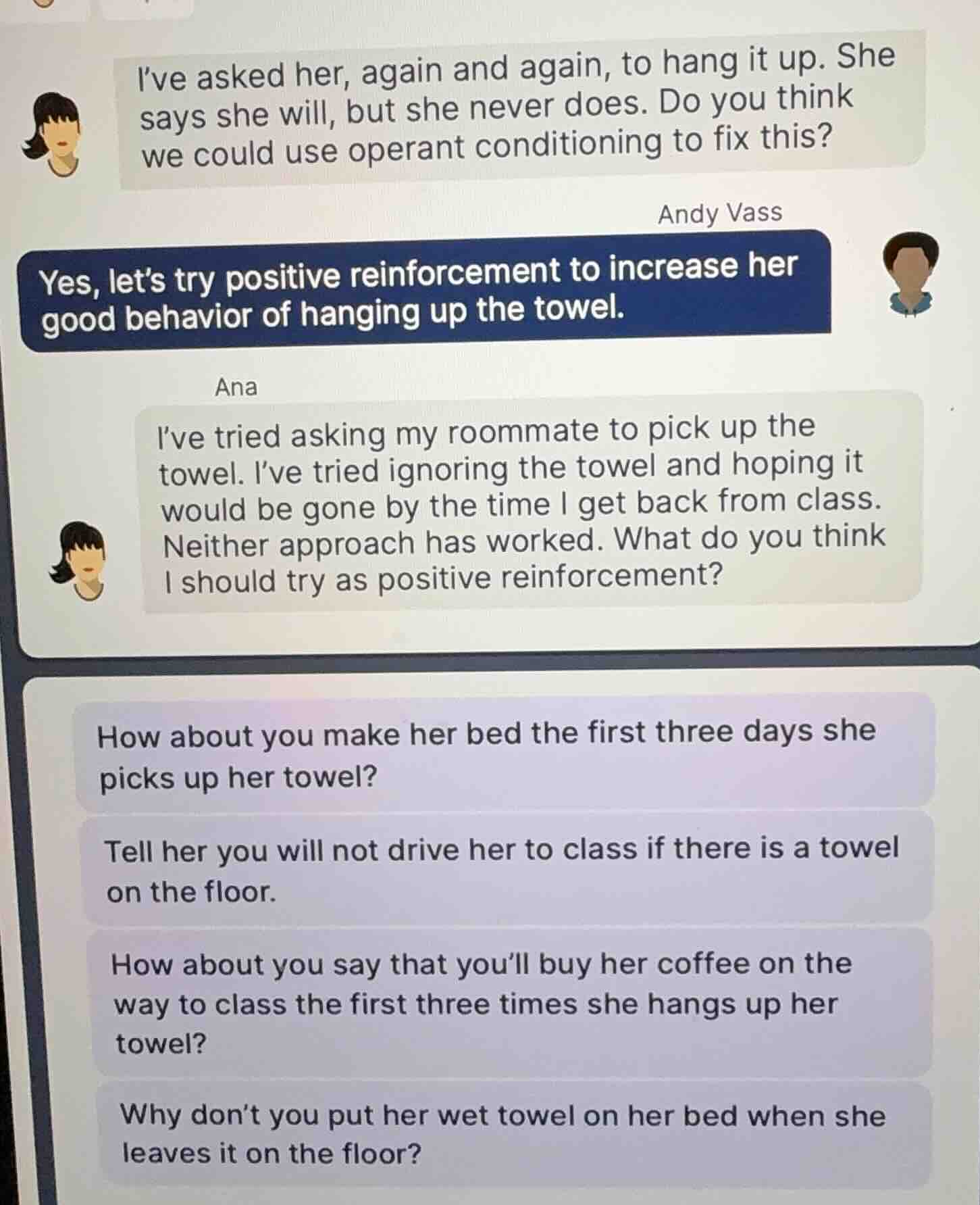 i’ve asked her, again and again, to hang it up. she says she will, but …