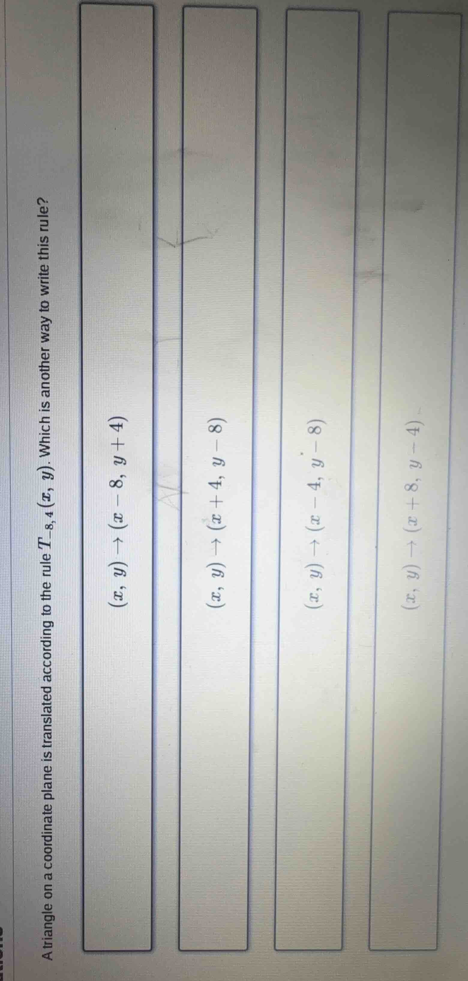 a triangle on a coordinate plane is translated according to the rule ( …
