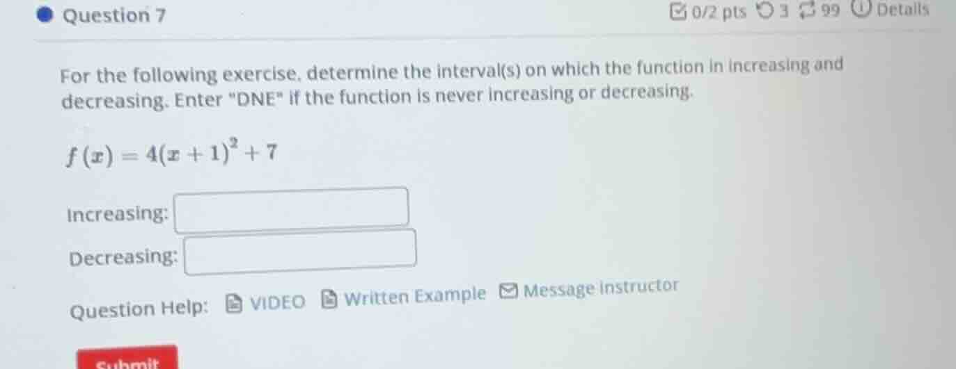 question 7 for the following exercise, determine the interval(s) on whi…