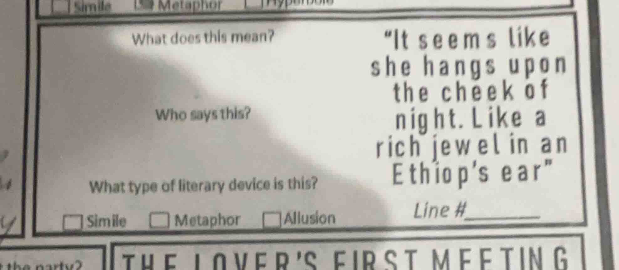 what does this mean? who says this? what type of literary device is thi…