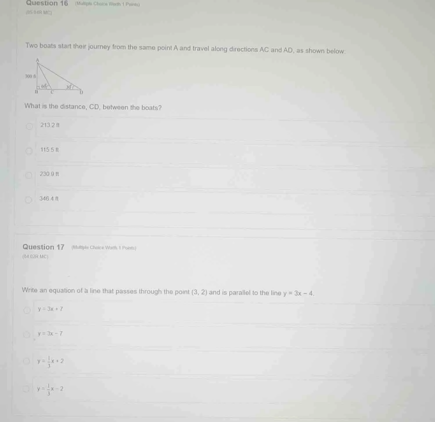 question 16 (multiple choice worth 1 points) (05.06r mc) two boats star…