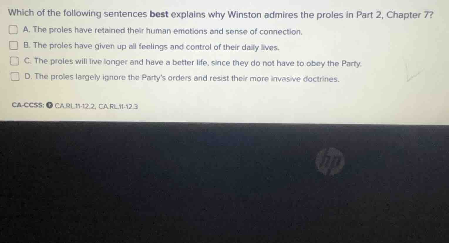 which of the following sentences best explains why winston admires the …