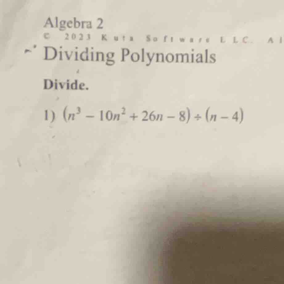 algebra 2 © 2023 kuta software llc. al dividing polynomials divide. 1) …