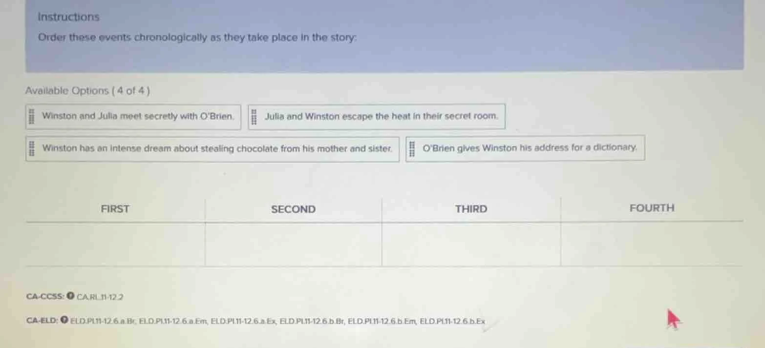 instructions order these events chronologically as they take place in t…