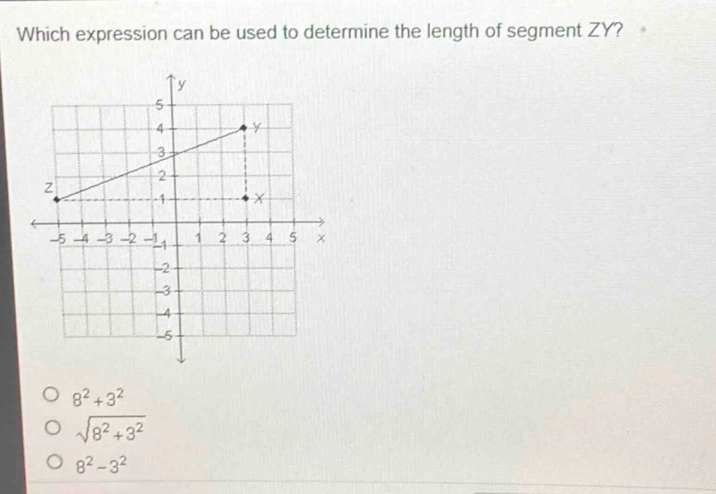 which expression can be used to determine the length of segment zy? \\(…