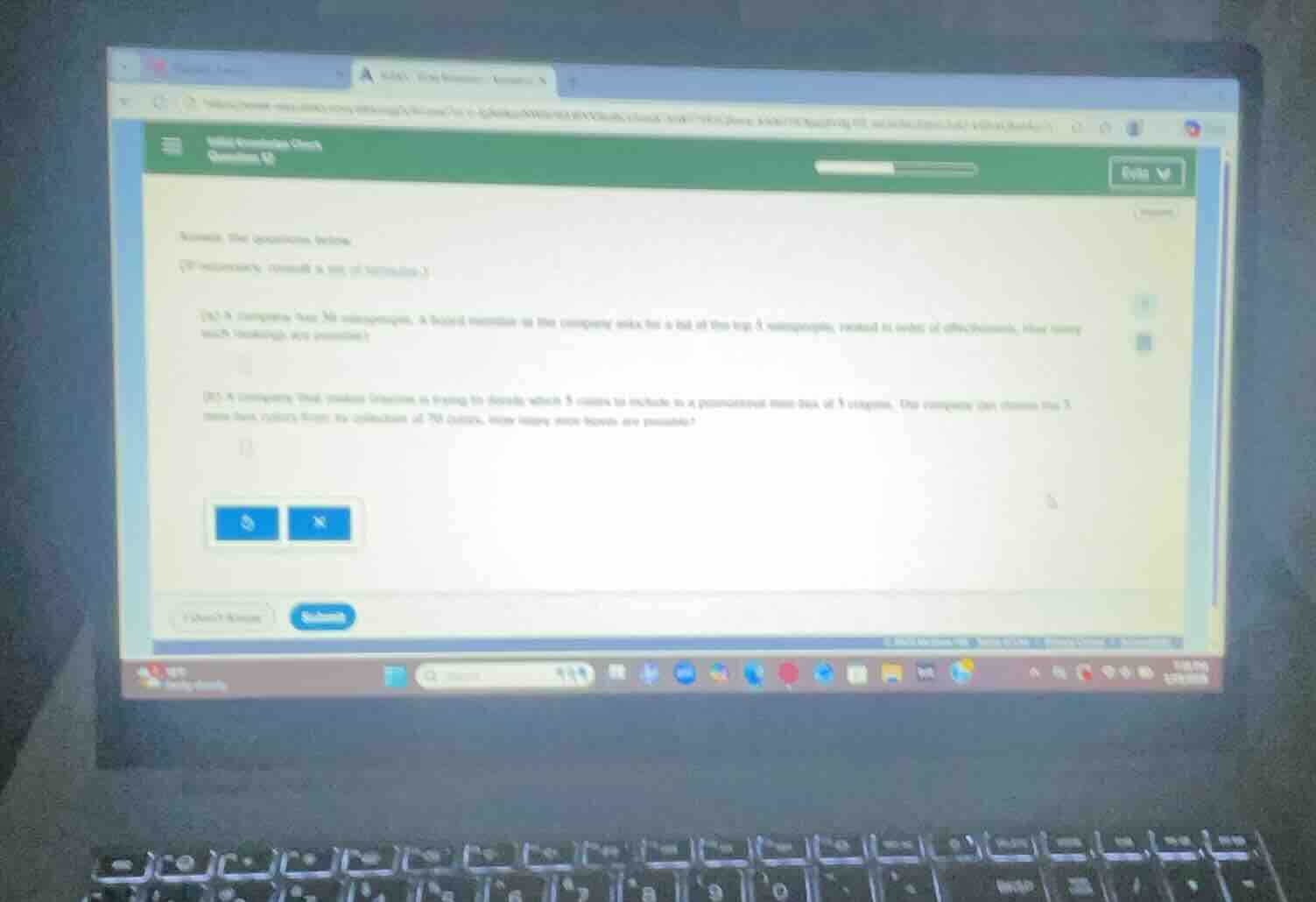 answer the questions below. ? indicate whether its a permutation or a c…