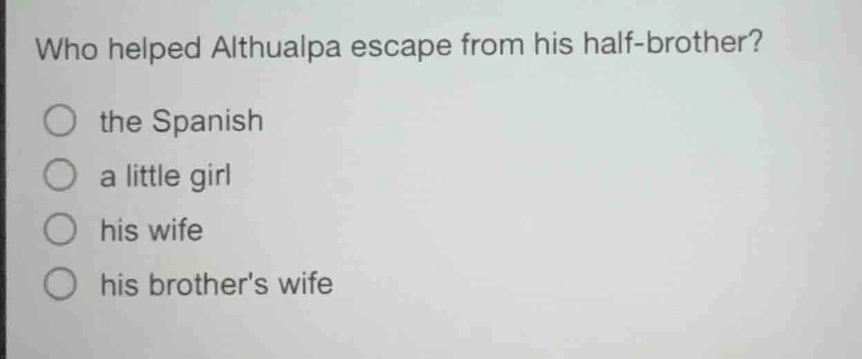 who helped althualpa escape from his half-brother? the spanish a little…