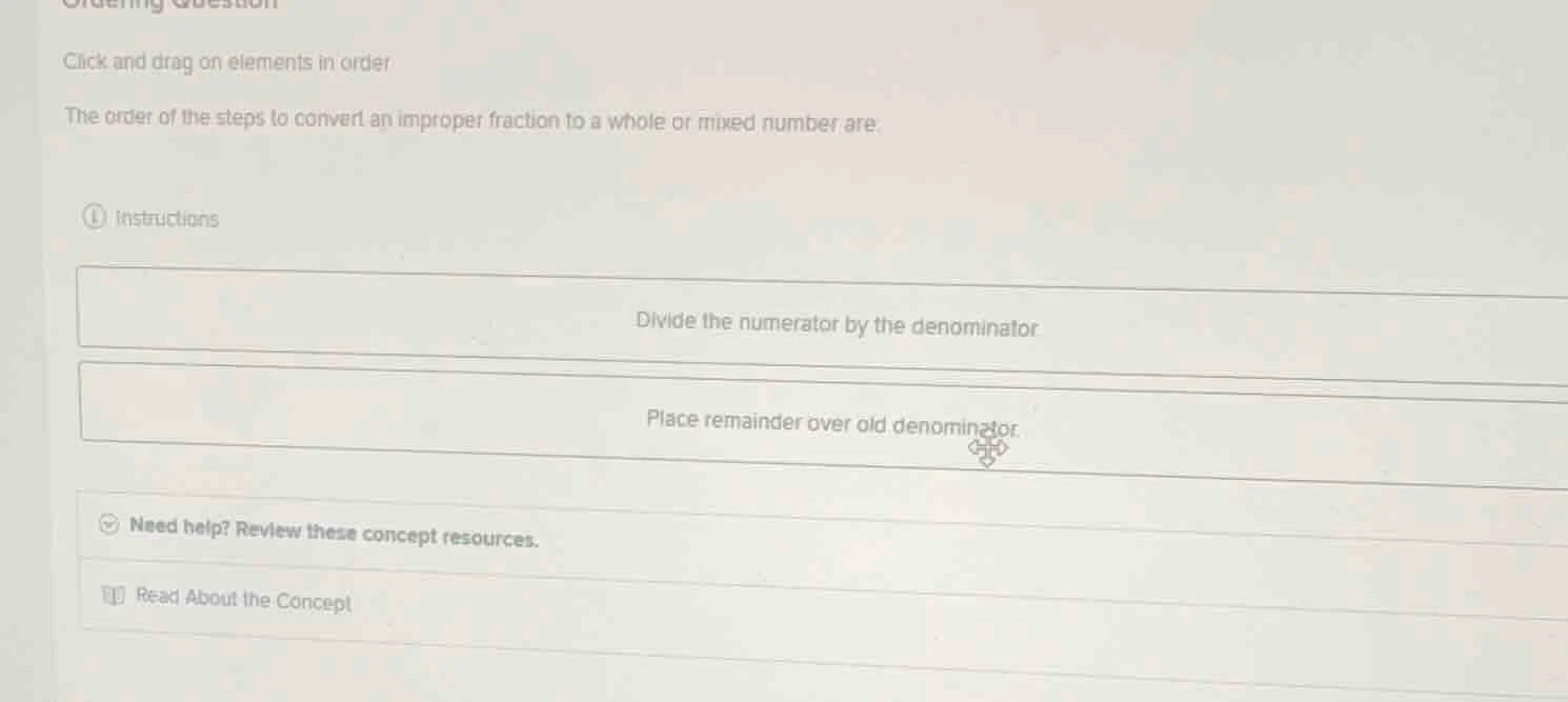 click and drag on elements in order the order of the steps to convert a…