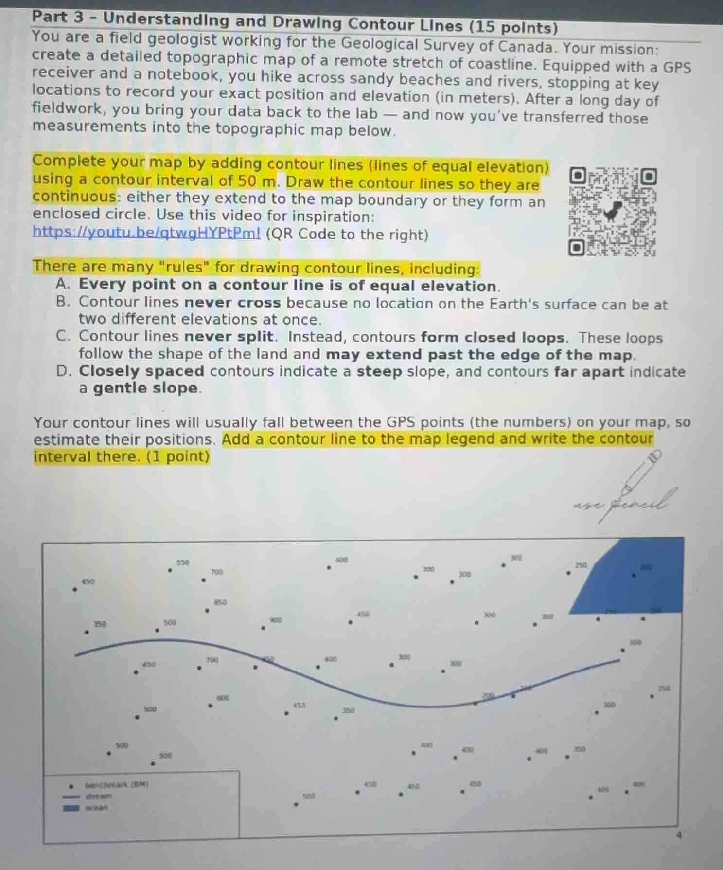 part 3 - understanding and drawing contour lines (15 points) you are a …