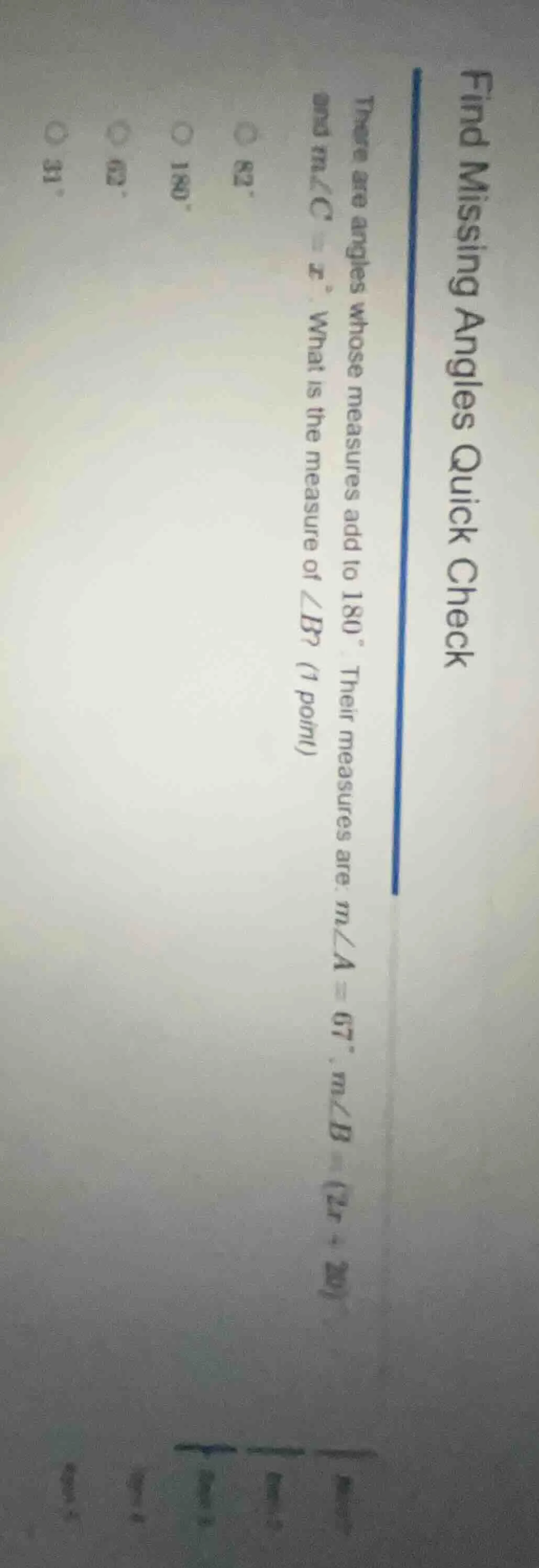 find missing angles quick check there are angles whose measures add to …