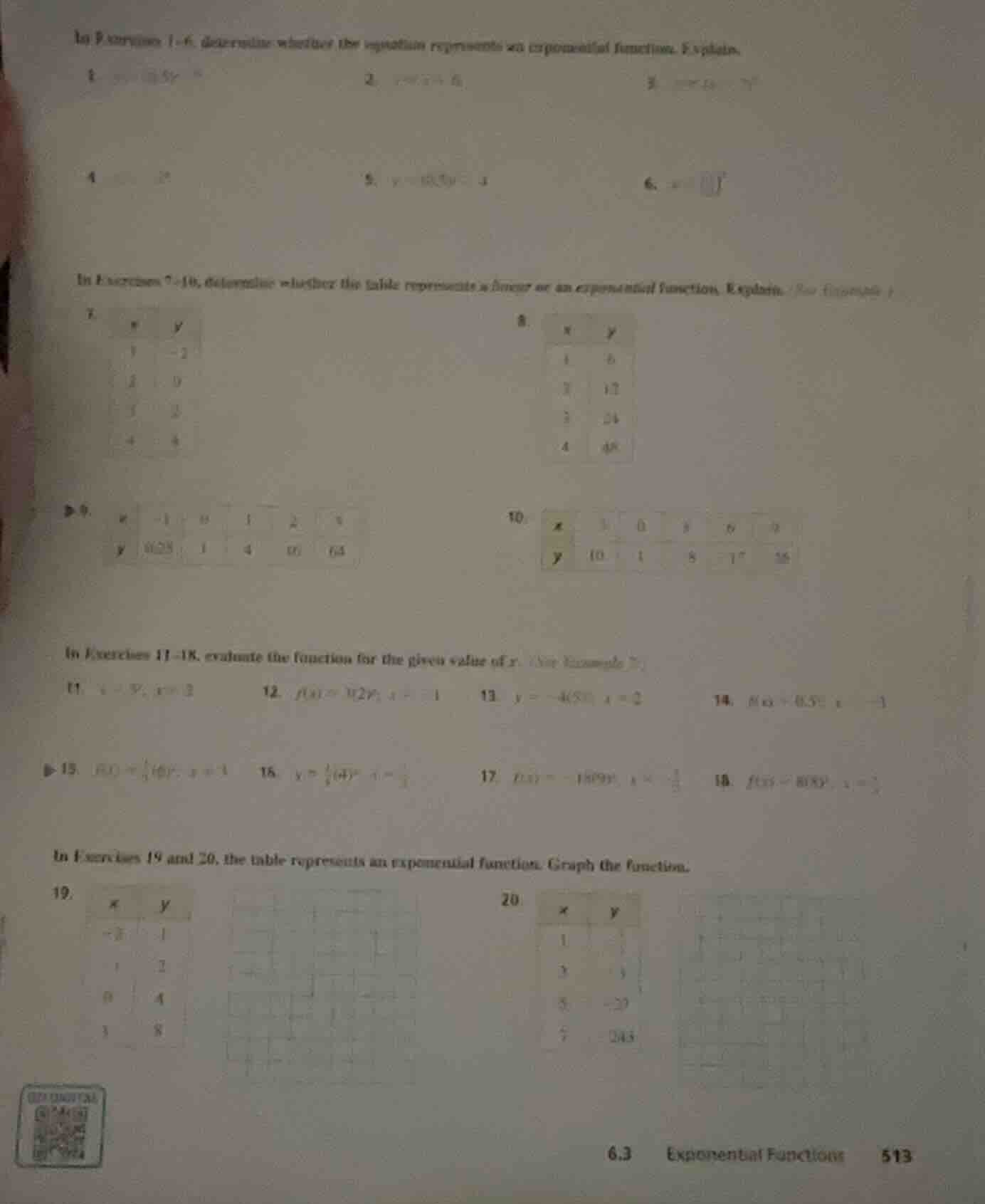 in exercises 1 - 6, determine whether the equation represents an expone…
