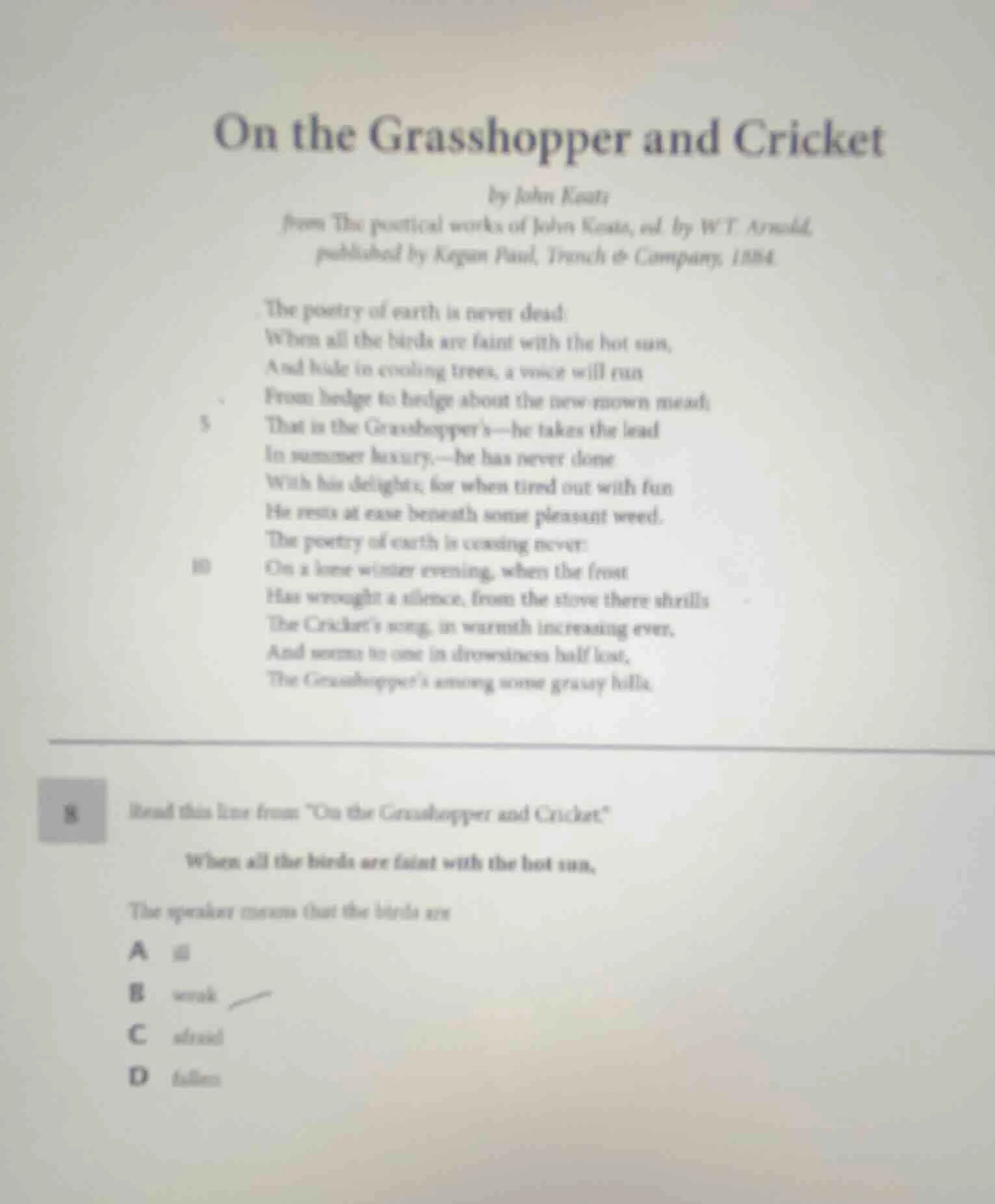on the grasshopper and cricket by john keats from the poetical works of…