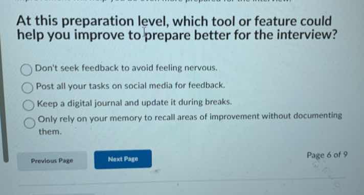 at this preparation level, which tool or feature could help you improve…