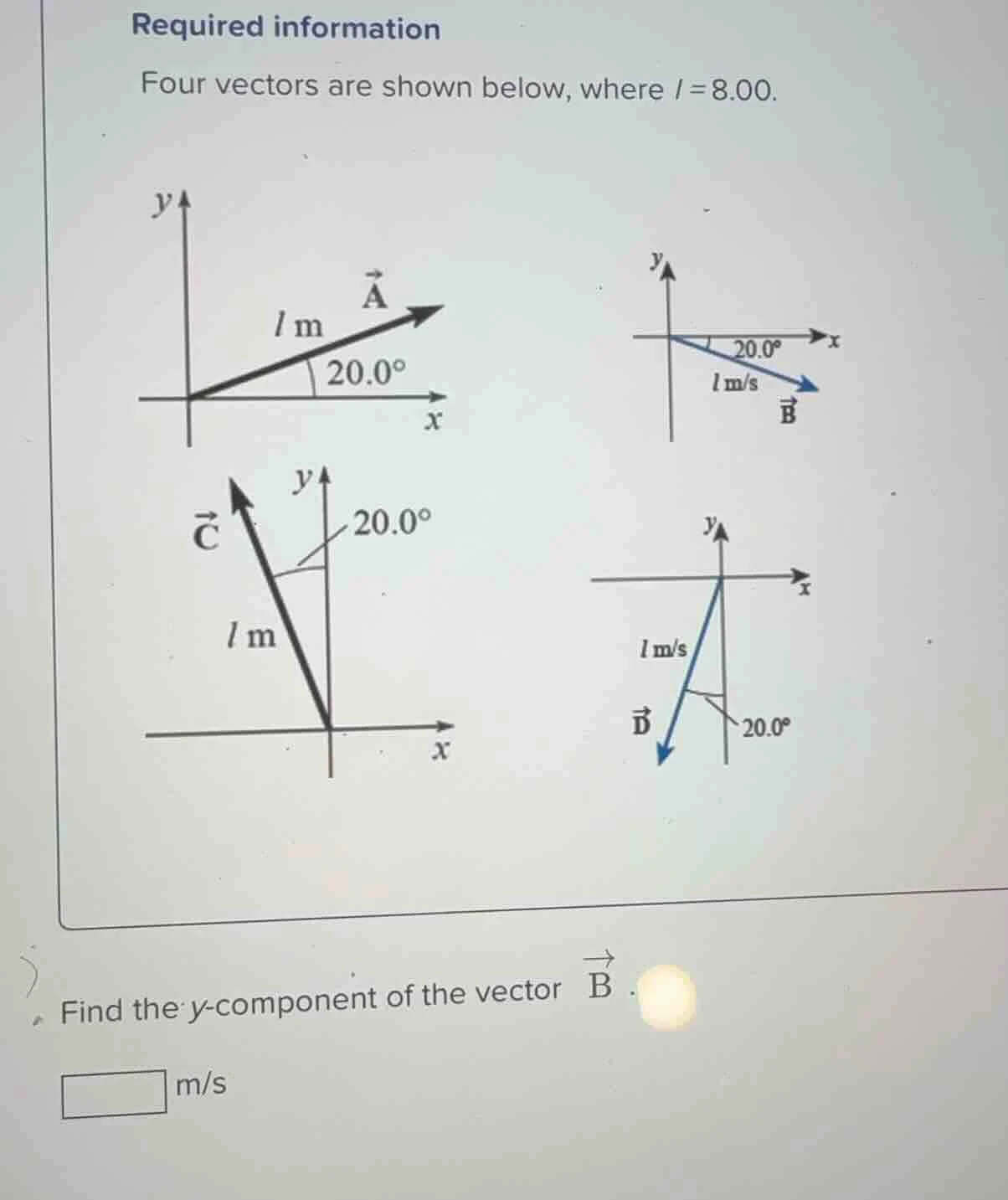 required information four vectors are shown below, where ( l = 8.00 ). …