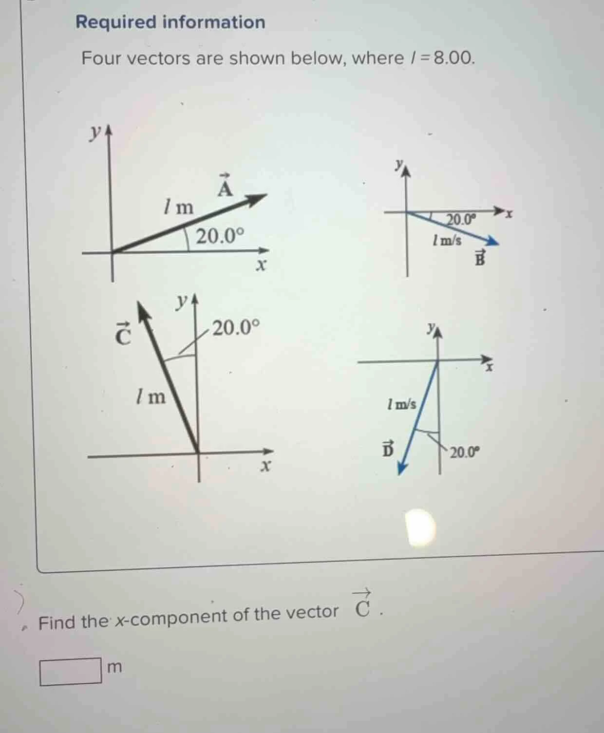 required information four vectors are shown below, where ( l = 8.00 ). …