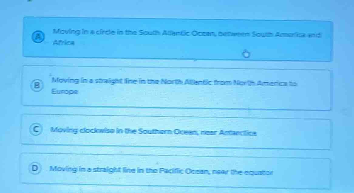 a moving in a circle in the south atlantic ocean, between south america…