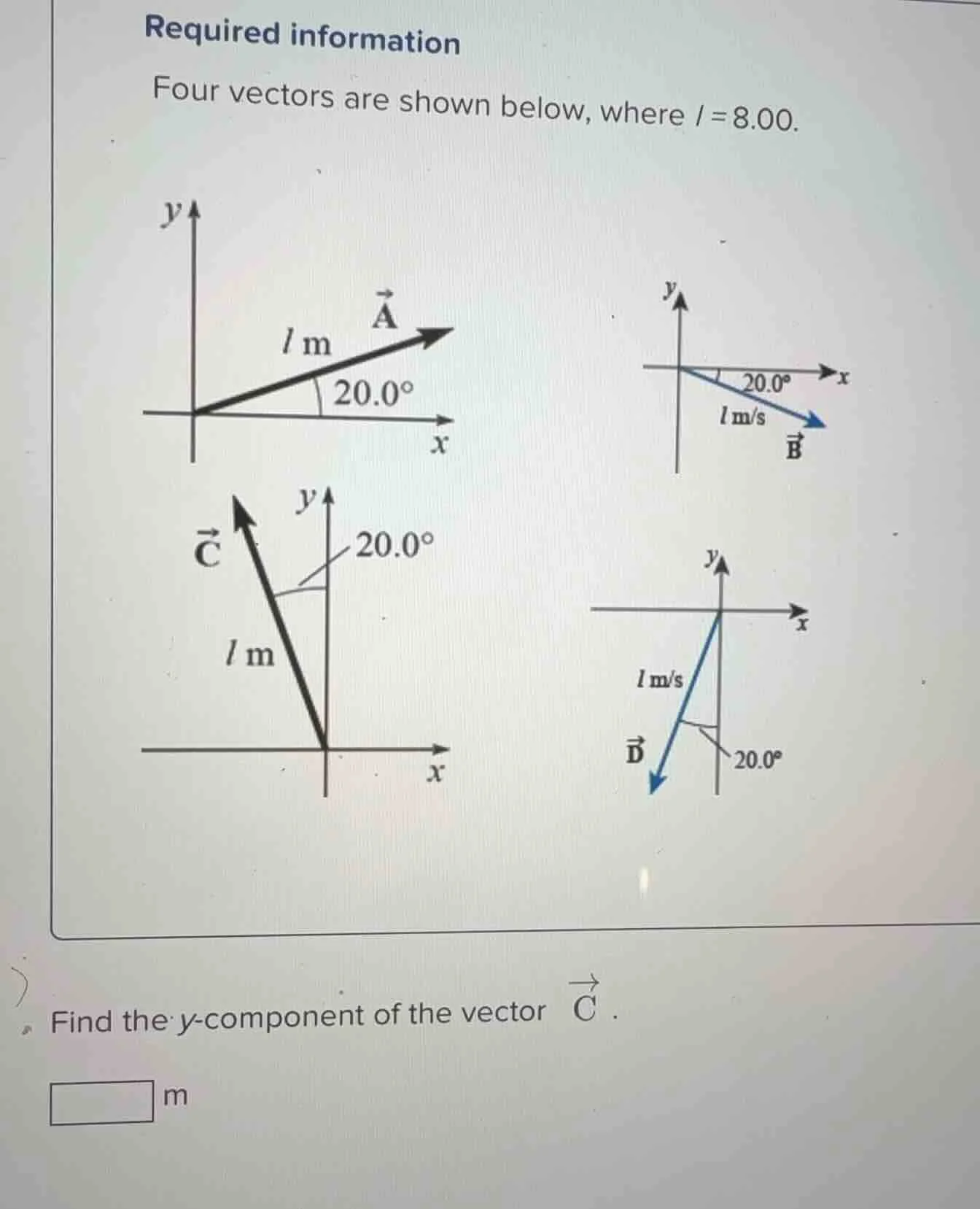 required information four vectors are shown below, where l = 8.00. find…