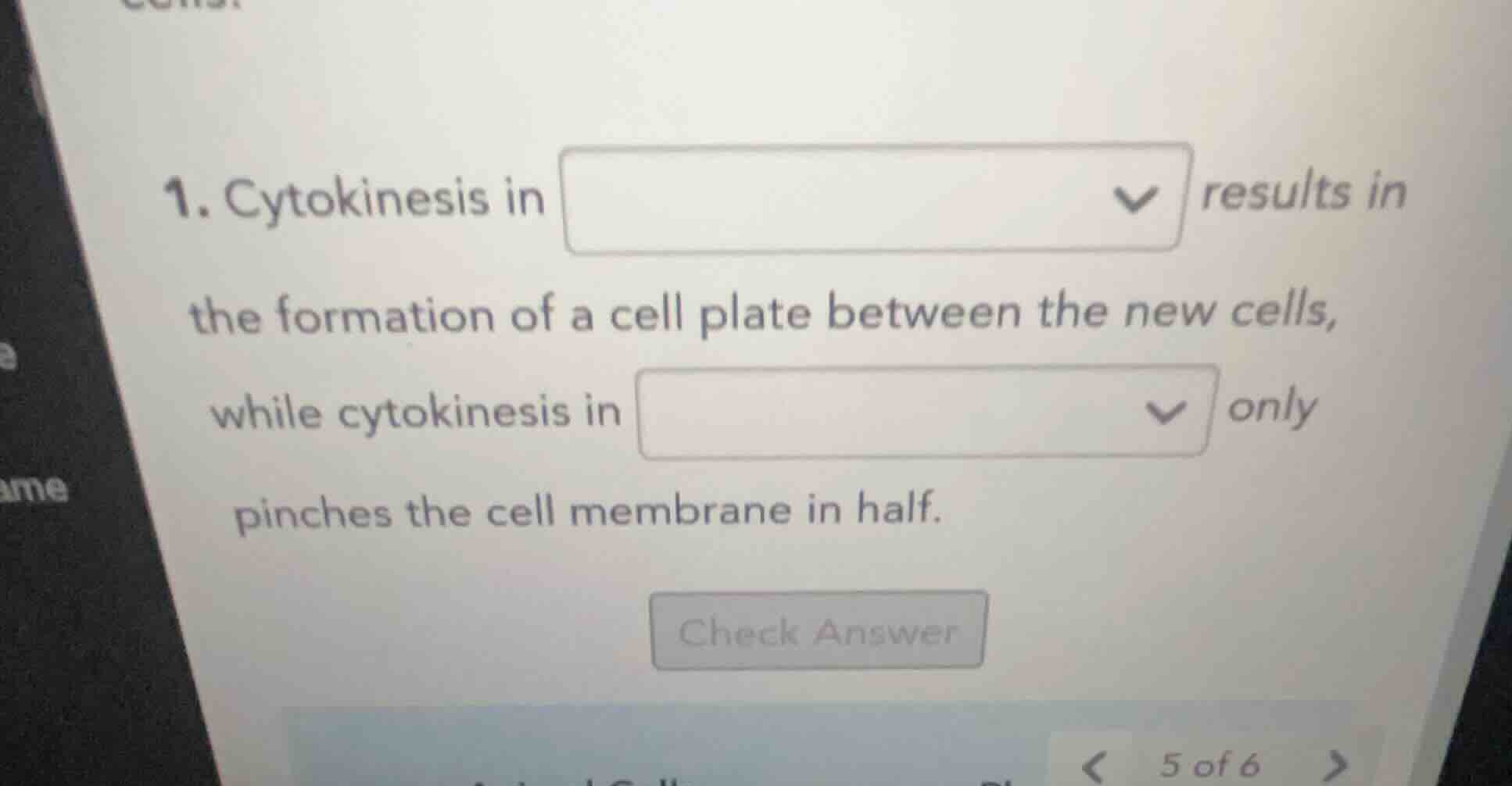 1. cytokinesis in results in the formation of a cell plate between the …