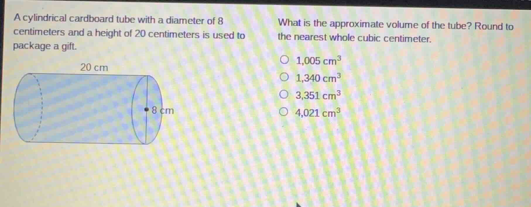 a cylindrical cardboard tube with a diameter of 8 centimeters and a hei…