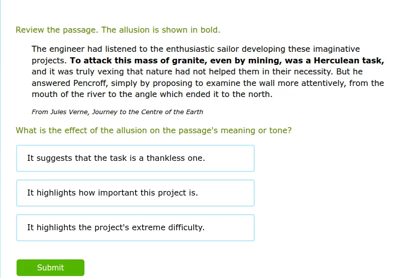 review the passage. the allusion is shown in bold. the engineer had lis…