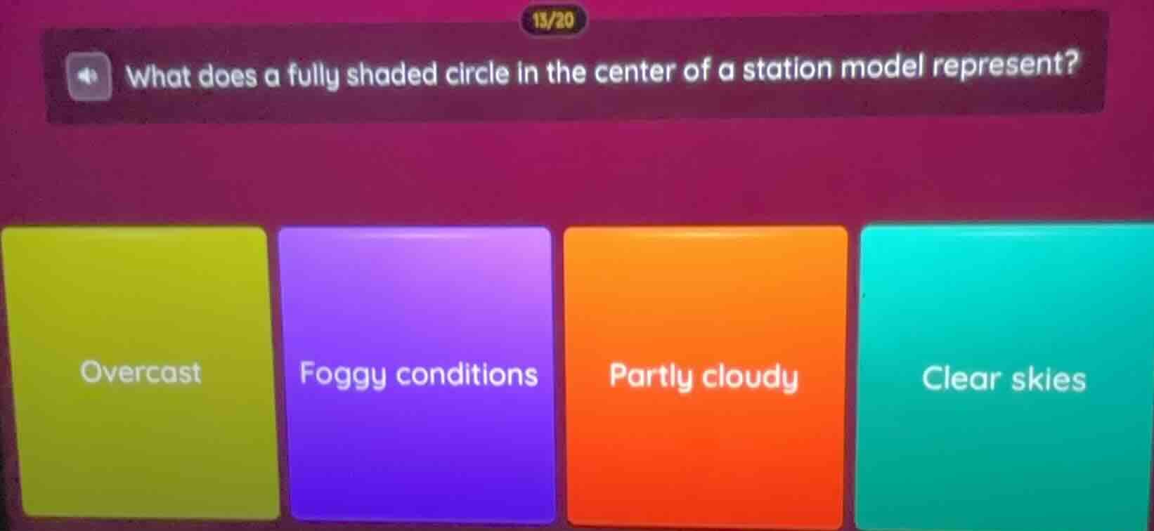 what does a fully shaded circle in the center of a station model repres…