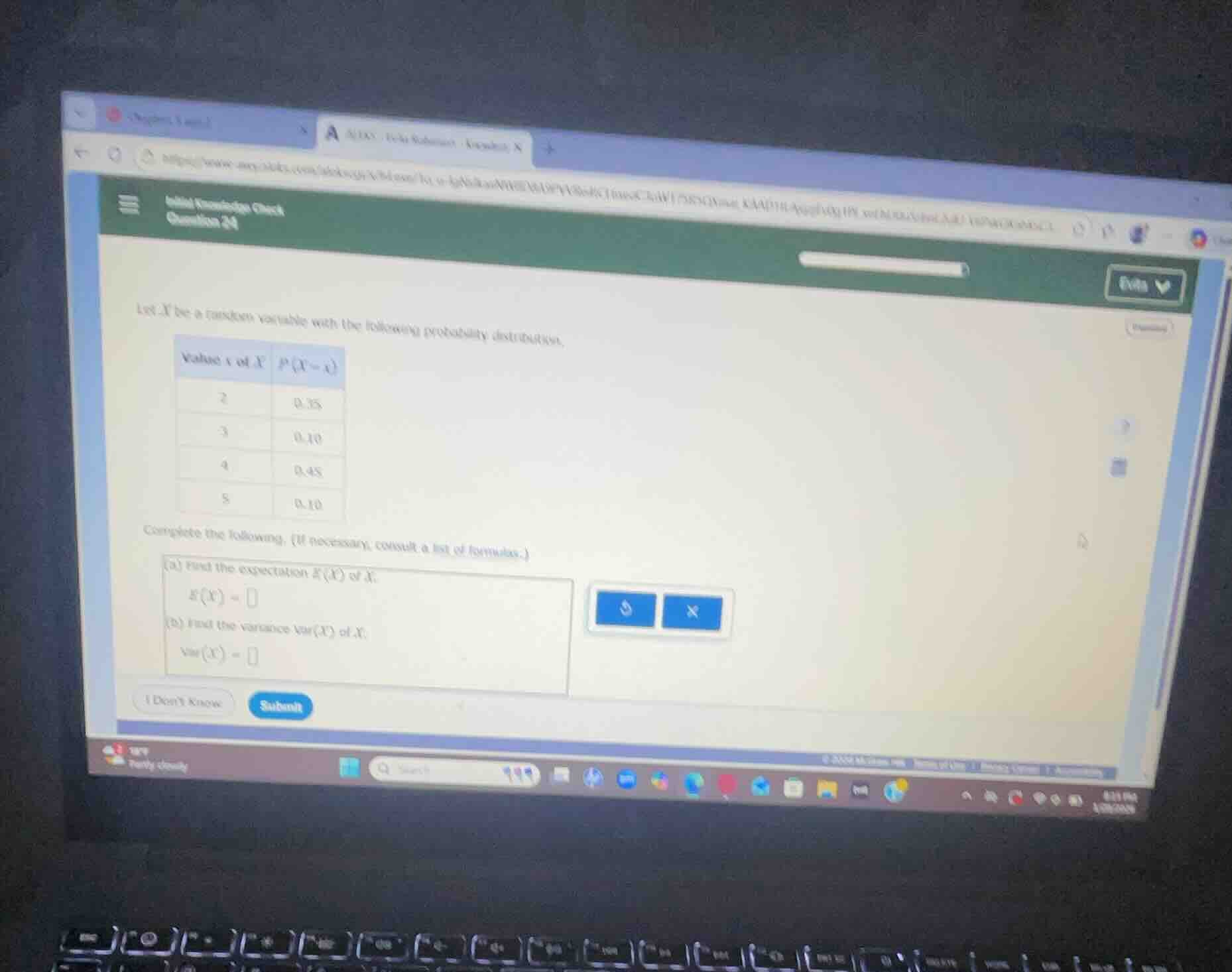 let ( x ) be a random variable with the following probability distribut…