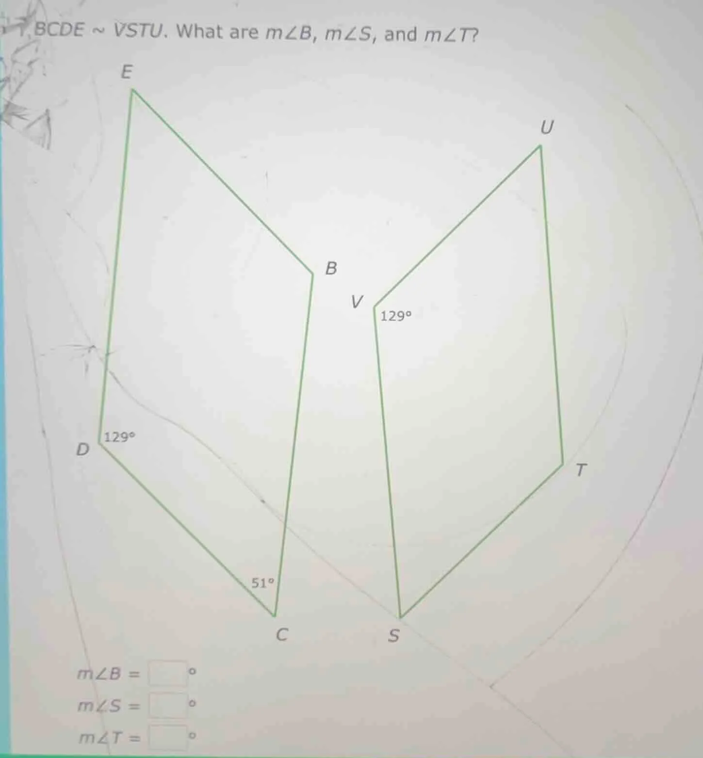 bcde ~ vstu. what are ( mangle b ), ( mangle s ), and ( mangle t )?