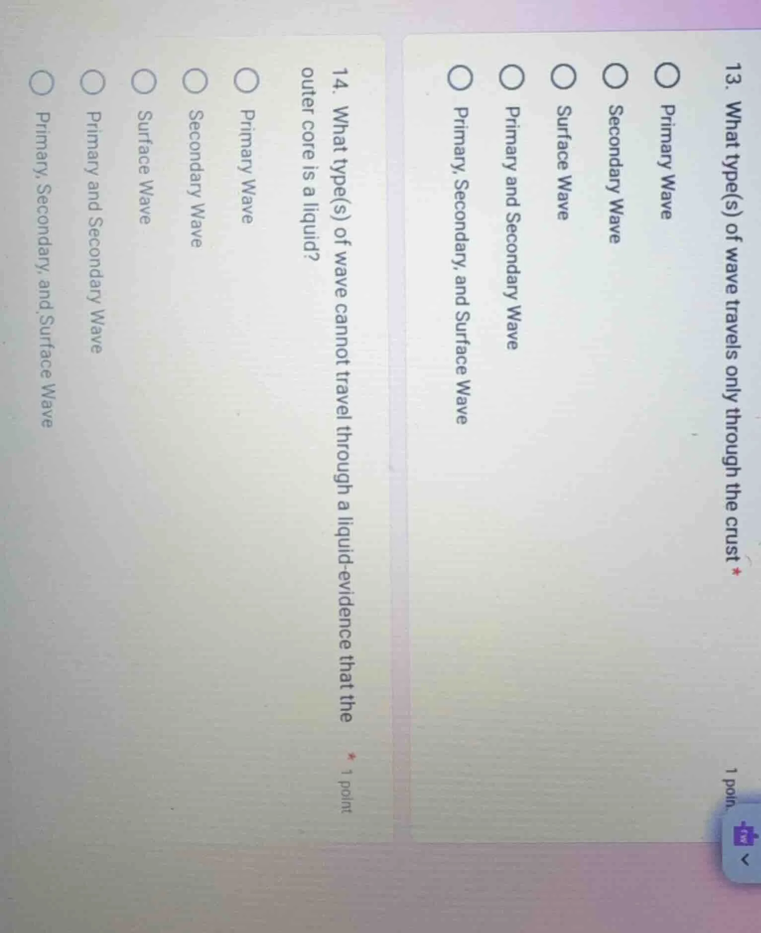 13. what type(s) of wave travels only through the crust * 1 point prima…